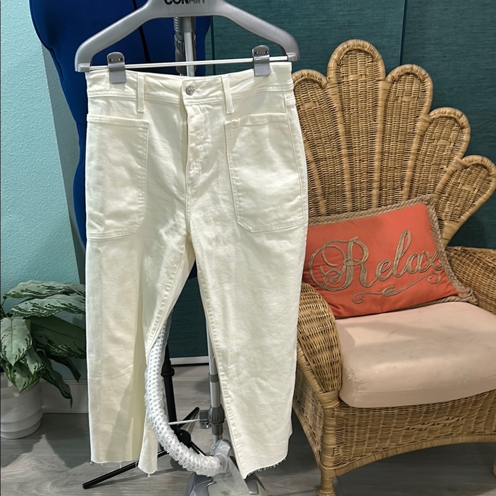 Just USA Cream Ankle Cropped Jeans